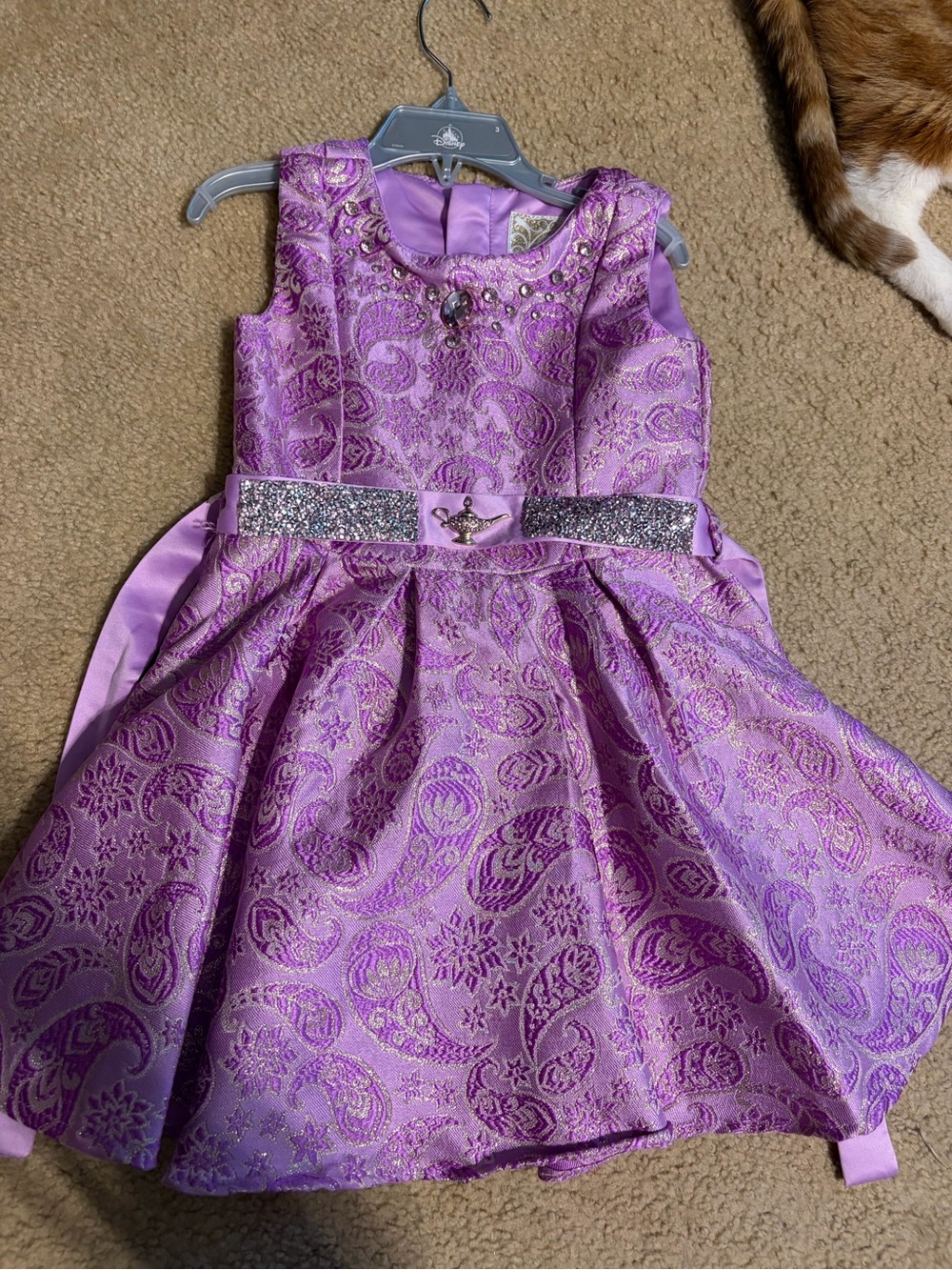 Disney princess jasmine Glitter Belt Jacquard Party Dress 3T